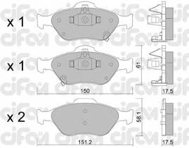 CIFAM 822-316-1 Комплект гальмівних колодок,