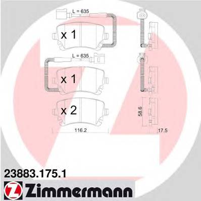 ZIMMERMANN 23883.175.1 Комплект гальмівних колодок,