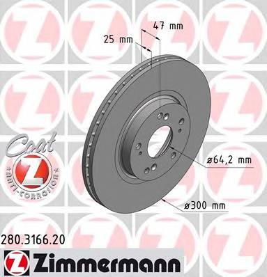 ZIMMERMANN 280.3166.20 Диск гальмівний