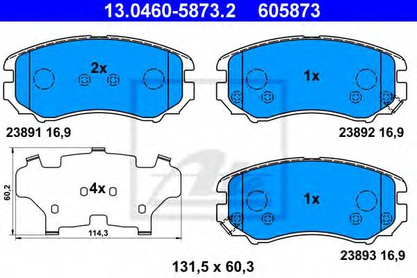 ATE 13.0460-5873.2 Комплект гальмівних колодок,