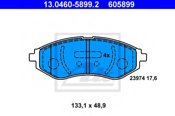 ATE 13.0460-5899.2 Комплект тормозных колодок,