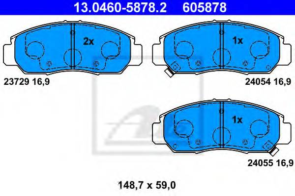 ATE 13.0460-5878.2 Комплект гальмівних колодок,