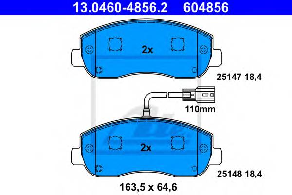 ATE 13.0460-4856.2 Комплект гальмівних колодок,