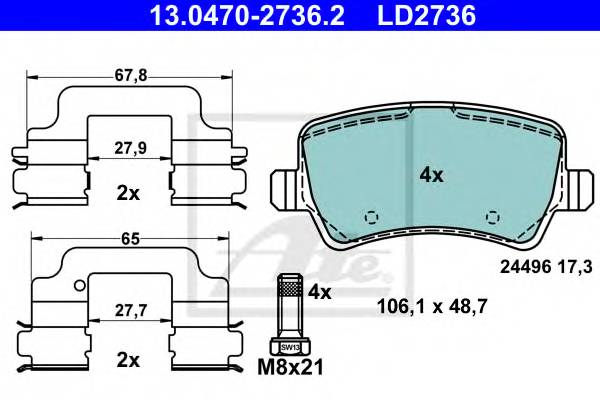 ATE 13047027362 KLOCKI HAMULC. VOLVO