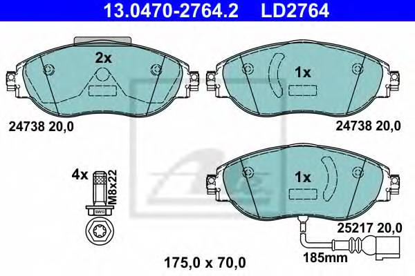 ATE 13047027642 Гальмівні колодки 29076