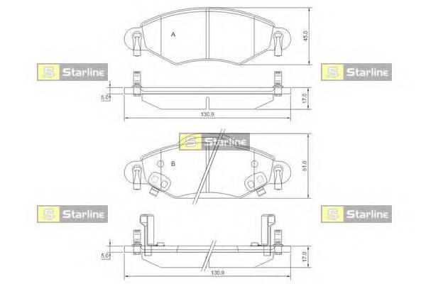 STARLINE BD S828P Гальмiвнi колодки, к-кт.