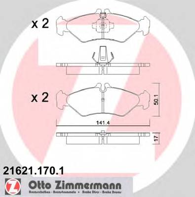 ZIMMERMANN 21621.170.1 Комплект гальмівних колодок,