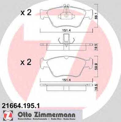 ZIMMERMANN 21664.195.1 Комплект гальмівних колодок,