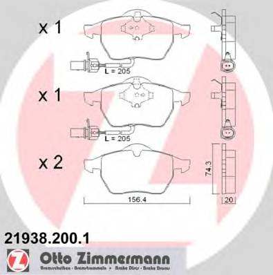 ZIMMERMANN 21938.200.1 Комплект гальмівних колодок,