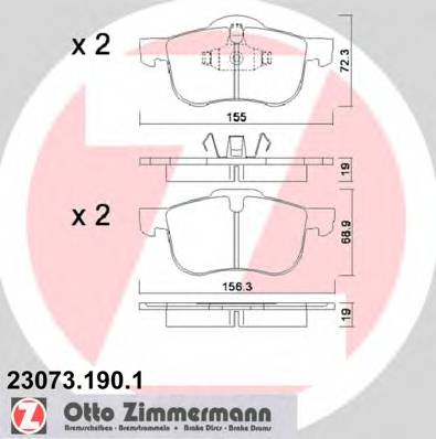 ZIMMERMANN 23073.190.1 Комплект гальмівних колодок,