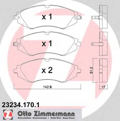 ZIMMERMANN 23234.170.1 Комплект гальмівних колодок,