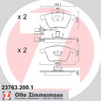 ZIMMERMANN 23763.200.1 Комплект гальмівних колодок,