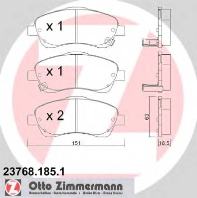 ZIMMERMANN 23768.185.1 Комплект гальмівних колодок,