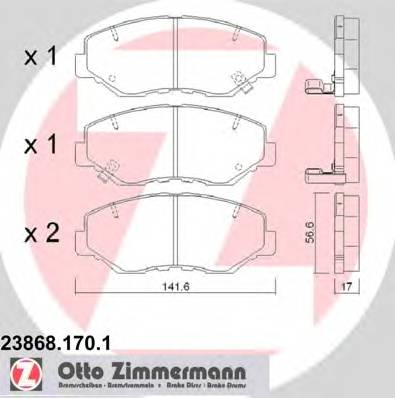 ZIMMERMANN 23868.170.1 Комплект гальмівних колодок,