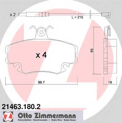 ZIMMERMANN 21463.180.2 Комплект гальмівних колодок,