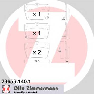 ZIMMERMANN 23656.140.1 Комплект гальмівних колодок,