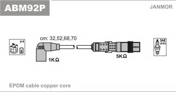 JANMOR ABM92P Комплект проводов зажигания