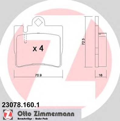 ZIMMERMANN 23078.160.1 Комплект гальмівних колодок,