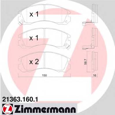 ZIMMERMANN 21363.160.1 Комплект тормозных колодок,