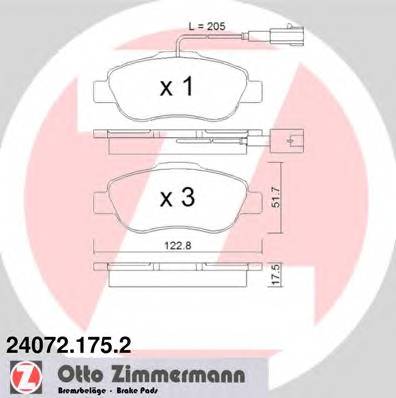 ZIMMERMANN 24072.175.2 Комплект гальмівних колодок,