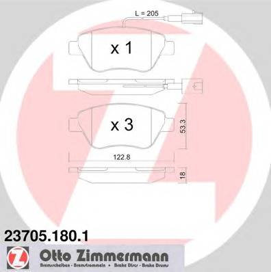 ZIMMERMANN 23705.180.1 Комплект тормозных колодок,