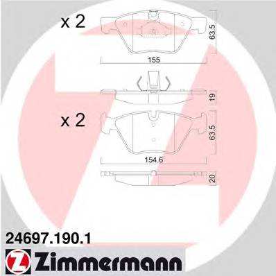 ZIMMERMANN 24697.190.1 Комплект тормозных колодок,