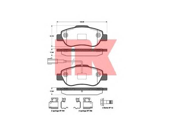 NK 222384 Комплект гальмівних колодок,