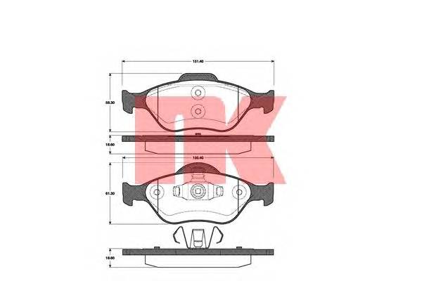 NK 222557 Комплект тормозных колодок,