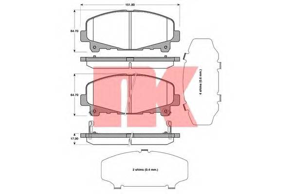 NK 222643 Комплект тормозных колодок,