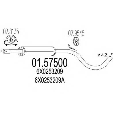 MTS 01.57500 Средний глушитель выхлопных