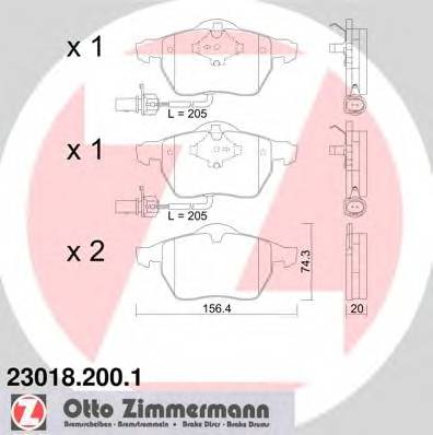 ZIMMERMANN 23018.200.1 Комплект гальмівних колодок,