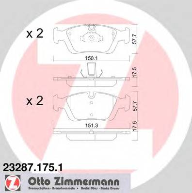 ZIMMERMANN 23287.175.1 Комплект гальмівних колодок,