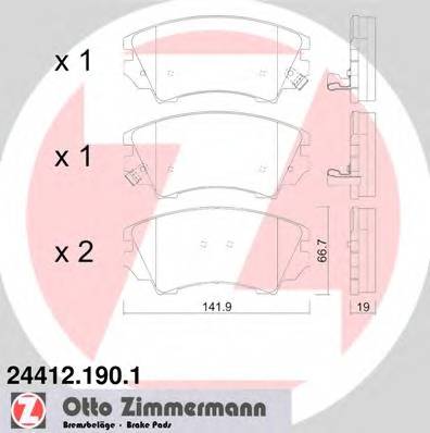 ZIMMERMANN 24412.190.1 Комплект гальмівних колодок,