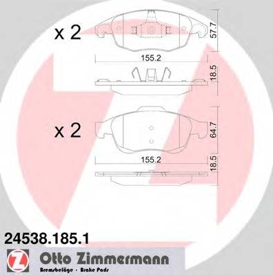 ZIMMERMANN 24538.185.1 Комплект гальмівних колодок,