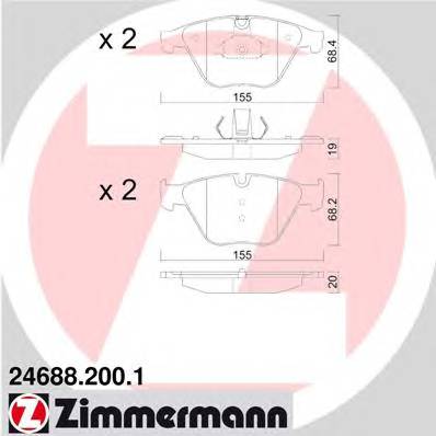 ZIMMERMANN 24688.200.1 Комплект гальмівних колодок,