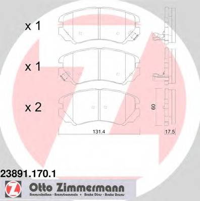 ZIMMERMANN 23891.170.1 Комплект тормозных колодок,