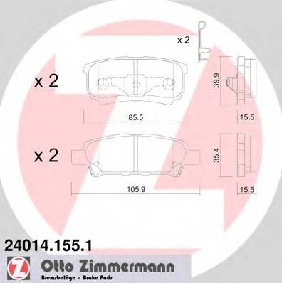 ZIMMERMANN 24014.155.1 Комплект гальмівних колодок,