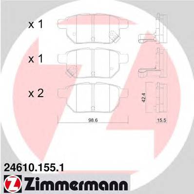 ZIMMERMANN 24610.155.1 Комплект гальмівних колодок,