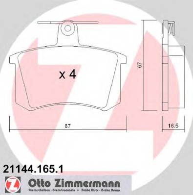 ZIMMERMANN 21144.165.1 Комплект тормозных колодок,