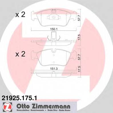 ZIMMERMANN 21925.175.1 Комплект гальмівних колодок,