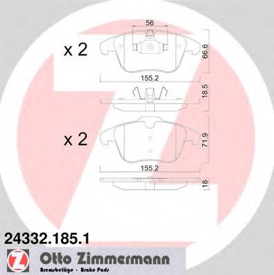 ZIMMERMANN 24332.185.1 Комплект тормозных колодок,