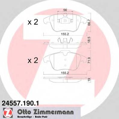 ZIMMERMANN 24557.190.1 Комплект гальмівних колодок,