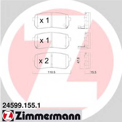 ZIMMERMANN 24599.155.1 Комплект гальмівних колодок,