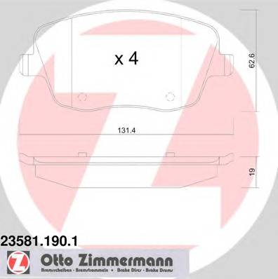 ZIMMERMANN 23581.190.1 Комплект гальмівних колодок,