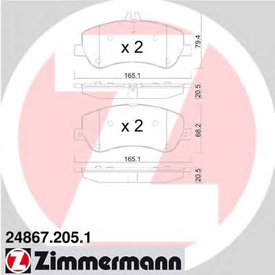 ZIMMERMANN 24867.205.1 Комплект гальмівних колодок,