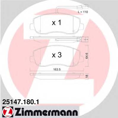 ZIMMERMANN 25147.180.1 Комплект тормозных колодок,