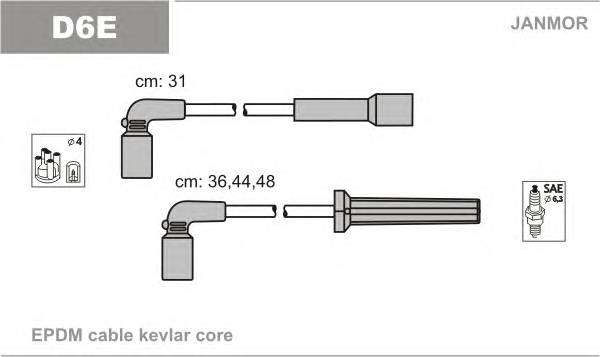 JANMOR D6E Комплект проводов зажигания