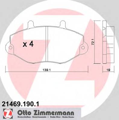 ZIMMERMANN 21469.190.1 Комплект гальмівних колодок,