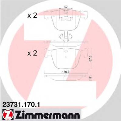 ZIMMERMANN 23731.170.1 Комплект гальмівних колодок,