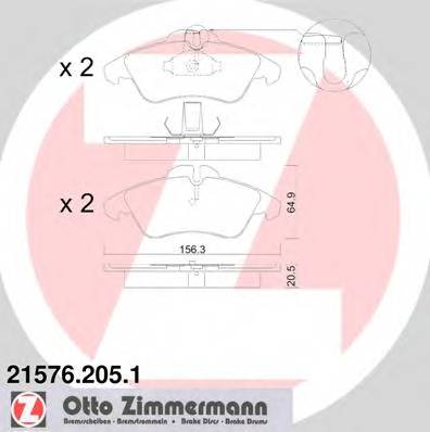 ZIMMERMANN 21576.205.1 Комплект гальмівних колодок,